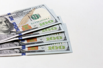 U.S. one hundred dollar banknotes.