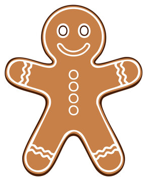 Naklejki Gingerbread Man Cookie with White Icing Decoration Christmas Holiday Treat