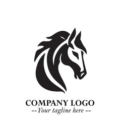 Obraz premium Elegant Head of Horse Logo in Black on White Background with Minimalist and Powerful Design