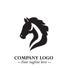 Elegant Head of Horse Logo in Black on White Background with Minimalist and Powerful Design