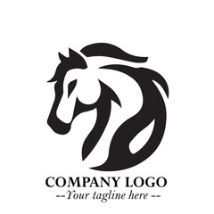 Obraz premium Elegant Head of Horse Logo in Black on White Background with Minimalist and Powerful Design