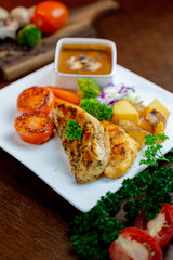 fried fish with vegetables