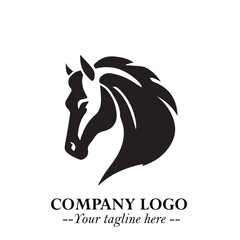 Elegant Head of Horse Logo in Black on White Background with Minimalist and Powerful Design