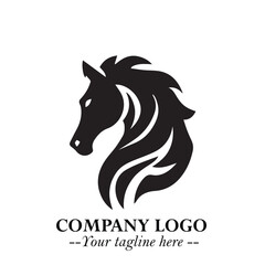 Elegant Head of Horse Logo in Black on White Background with Minimalist and Powerful Design