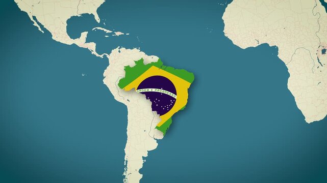 Map of Federative Republic of Brazil, Brazil - Map Animation - Federative Republic of Brazil from World Map with flag - Vox Map Style - States of Brazil - Infographic & Documentary Ready - 4K
