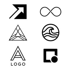 Collection of six minimalist geometric and abstract icons