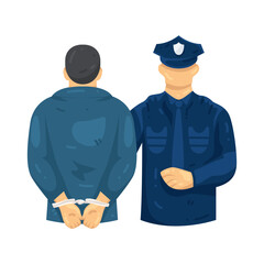 Illustration of Policeman Arresting Criminal