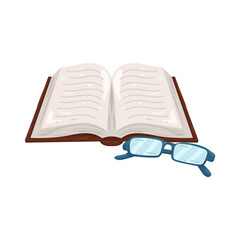 Illustration of Open Book and Glasses 