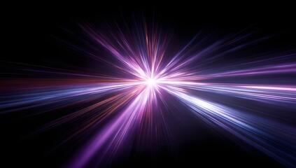 Obraz premium Vibrant cosmic explosion of light and energy radiating outward in a spectrum of purple and blue hues against a dark background