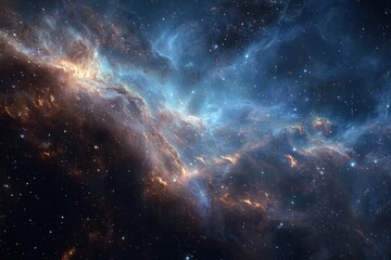 Obraz premium Stunning view of a vibrant space nebula and swirling galaxy captured in deep space, showcasing intricate patterns and brilliant colors across the cosmic expanse