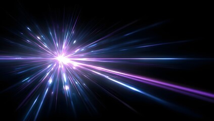 Vibrant exploding starburst of brilliant light streaks across a deep black cosmic background