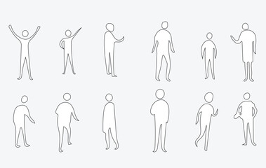 Sketch people illustrations, Hand drawn, set elements for architecture and landscape design. Floor Plans, Sections, Elevations. people vector illustration.