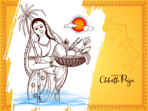 Happy Chhath Puja Indian cultural festival celebration card