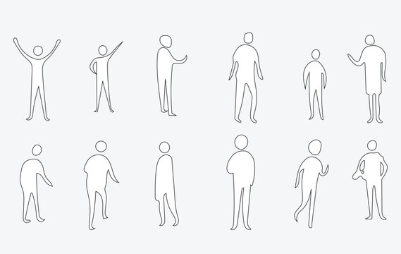 Sketch people illustrations, Hand drawn, set elements for architecture and landscape design. Floor Plans, Sections, Elevations. people vector illustration.