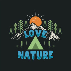 Mountain adventure vintage retro wildlife wilderness forest river pine trees wolf bear hill hiking lover campfire adventures typography great outdoors wanderlust wander graphics tshirt design