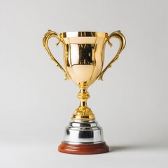 Shiny Golden Trophy on Gray Background for Achievement Celebration