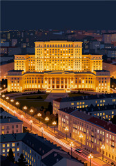 Naklejka premium Vector map of European city night scenery