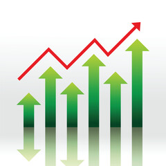 arrow pointing upward on business growth graph