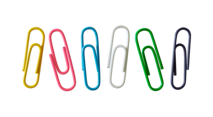 colorful paper clips isolated on white