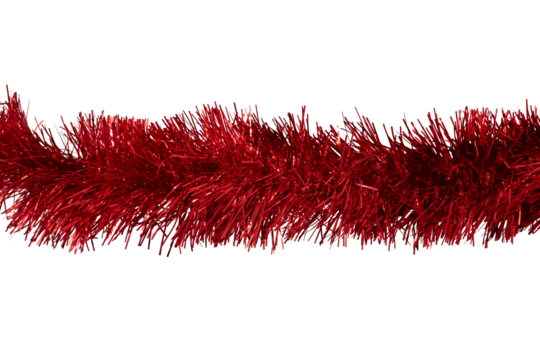 red Christmas tinsel string isolated