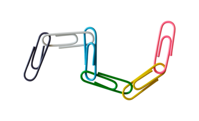 colorful paper clips connection isolated