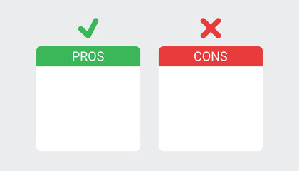 Blank table comparison design template infographic pros vs cons