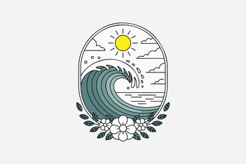 Minimalist Sea Wave Design Illustration Vector