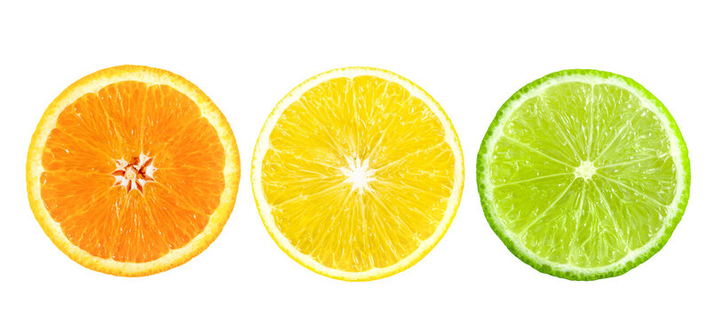 Orange lemon lime slice isolated on transparent png ( image from camera )