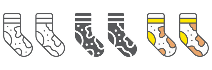 Dirty socks line icon, laundry and wardrobe, smelly socks sign, vector graphics, a linear pattern on a white background. editable stroke