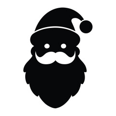 Black silhouette of santa claus face with beard