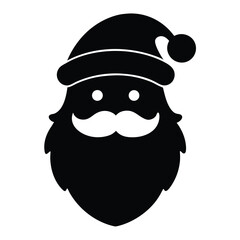 Black silhouette of santa claus face with beard