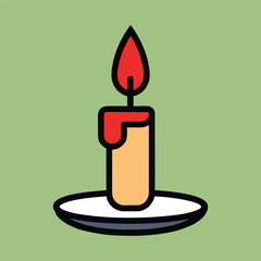 Christmas candle with flame on holder vector graphic
