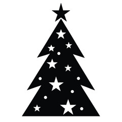 Fototapeta premium Christmas tree made entirely from stars black and white design