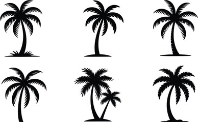 Palm Tree Silhouette Vector Graphic Elements for Tropical Design Projects