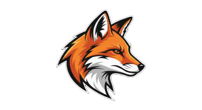 Vibrant fox head illustration vector design with dynamic orange and white
