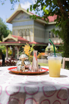 sugar cane juice on the table in Thai cafe