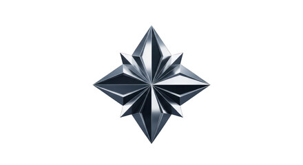 Geometric silver star shape design isolated on transparent background