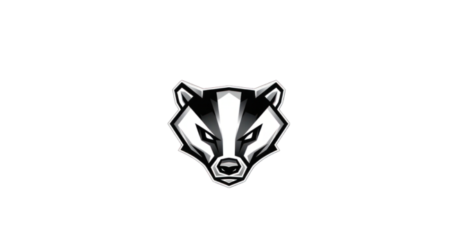 Badger head illustration with intense gaze vector graphic on transparent background