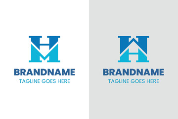 Letters HM or WH Monogram Logo, suitable for any business with HM MH HW WH initials
