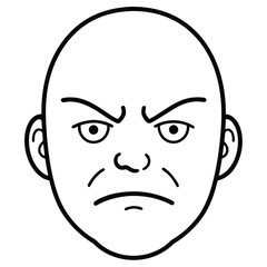 Fototapeta premium Minimalist angry face with furrowed brows and intense expression