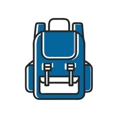 Stylish blue backpack with straps and pockets for storage  