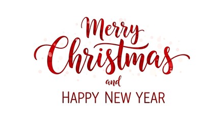 Elegant merry christmas and happy new year handwritten calligraphy in red on a white background perfect for festive greetings and seasonal designs