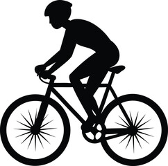 silhouette of a man riding a bicycle