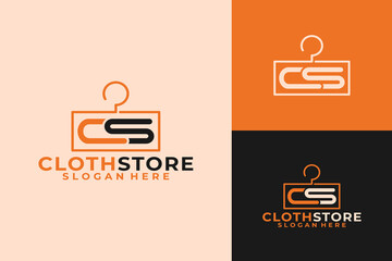 Clothing Store Logo with Hanger Icon and CS Initials