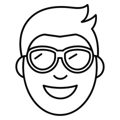 Fototapeta premium Minimalist line art smiling face with sunglasses