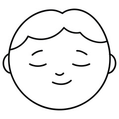 Fototapeta premium Minimalist sleepy face with half closed eyes simple illustration