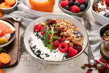 Healthy vegan breakfast. Diet concept.