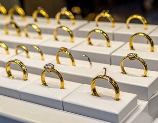 gold wedding rings on black background