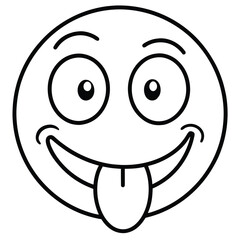 Quirky face sticking out tongue and winking graphic