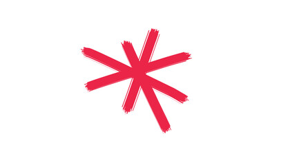 Red Brush Stroke Asterisk PNG – Hand Drawn Star Symbol, Decorative Design, Transparent Background